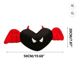 Black and Red Heart-Shaped Plush with Wings
